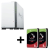 Synology DiskStation DS223J 2 Einschübe NAS-Server Leergehäue + 2x Seagate Ironwolf SATA 3.5 HDD 8TB Festplatte