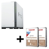Synology DiskStation DS223J 2 Einschübe NAS-Server Leergehäuse + 2x Toshiba N300 SATA 3.5" HDD 4TB bulk Festplatte