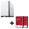 Synology DiskStation DS223J 2 Einschübe NAS-Server Leergehäuse + 2x WD Red Plus SATA 3.5" HDD 8TB Festplatte