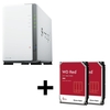 Synology DiskStation DS223J 2 Einschübe NAS-Server Leergehäuse + 2x WD Red SATA 3.5" HDD 4TB Festplatte