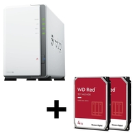 Synology DiskStation DS223J 2 Einschübe NAS-Server Leergehäuse + 2x WD Red SATA 3.5" HDD 4TB Festplatte
