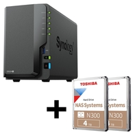 Synology DiskStation DS224+ 2 Einschübe NAS-Server Leergehäuse + 2x Toshiba N300 SATA 3.5" HDD 4TB bulk Festplatte