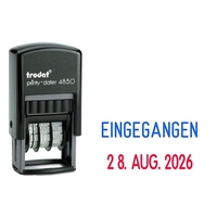 trodat Datumstempel 4850/L mit Text "Eingegangen" selbstfärbend - blau rot