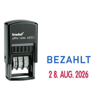 trodat Datumstempel mit Text "Bezahlt" selbstfärbend - blau rot