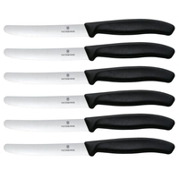 VICTORINOX Gemüsemesser silber,  schwarz glänzend,  poliert Klinge: 10, 0 cm - 6 Stück