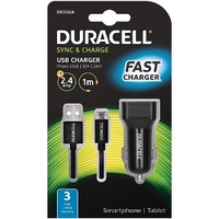 Duracell In Car 2.4A Charger + 1M Micro USB Cable (DR5032A)