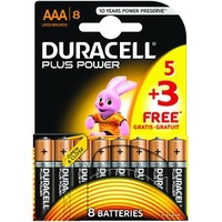 Duracell Plus Power AAA Pack von 5 + 3 Gratis (MN2400B5+3)