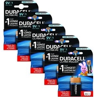 Duracell Ultra Power 9v Batterie Pack von 5 (MX1604-X5)