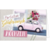 Hochzeitskarte rosa Auto