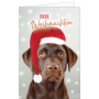 Weihnachtskarte Hund Weihnachtsmütze