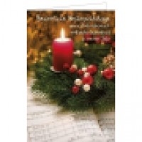 Weihnachtskarte Rote Kerze und Notenblatt
