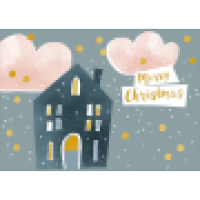 Weihnachtspostkarte blaues Häuschen
