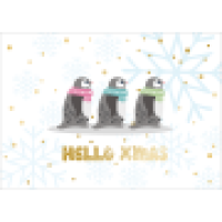 Weihnachtspostkarte drei Pinguine