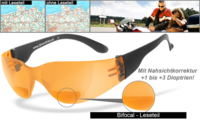 HSE® - SportEyes® SPRINTER 2.3 +1, 50 Dioptrien bifokale Sportbrille,  Fahrradbrille,  Sonnenbrille,  Bikerbrille,  Radbrille,  UV400 Schutzfilter +1, 50 Dioptrien