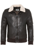 Lederblouson mit Kunstfellkragen