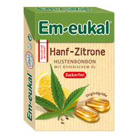 Em-eukal Hanf-Zitrone Bonbons Box zuckerfrei